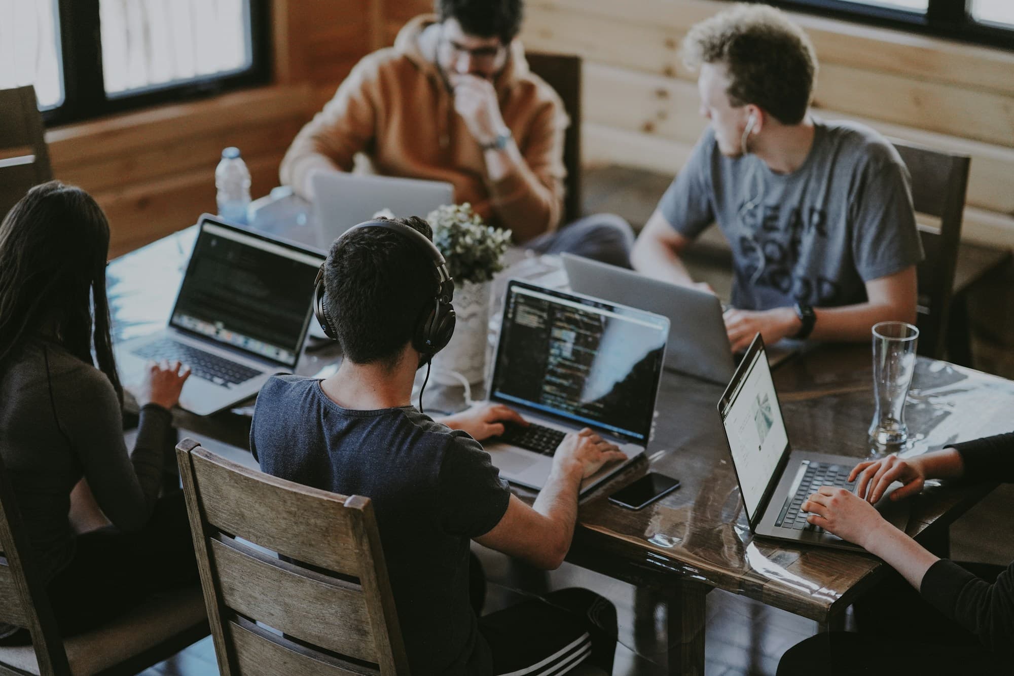 A product team collaborating around a shared table